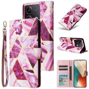 For Redmi Note 13 5G Global Marble Bronzing Stitching Leather Phone Case(Purple)