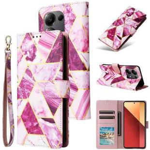 For Redmi Note 13 Pro 4G Marble Bronzing Stitching Leather Phone Case(Purple)