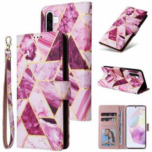 For Samsung Galaxy A26 5G Marble Bronzing Stitching Leather Phone Case(Purple)