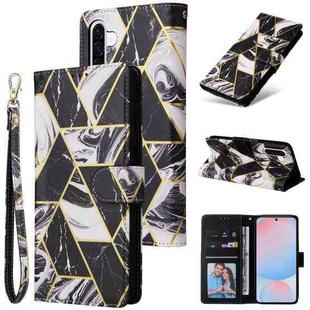 For Samsung Galaxy A56 5G Marble Bronzing Stitching Leather Phone Case(Black)
