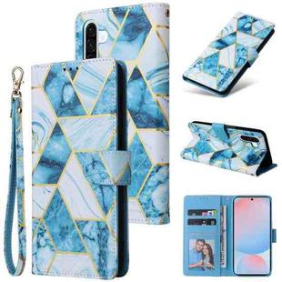 For Samsung Galaxy A56 5G Marble Bronzing Stitching Leather Phone Case(Blue)