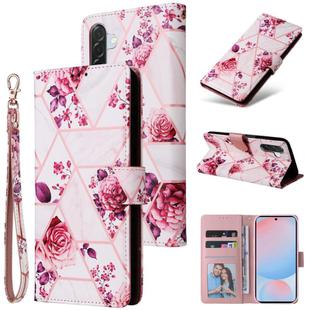 For Samsung Galaxy A36 5G Marble Bronzing Stitching Leather Phone Case(Rose Gold)
