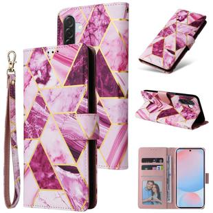 For Samsung Galaxy A36 5G Marble Bronzing Stitching Leather Phone Case(Purple)