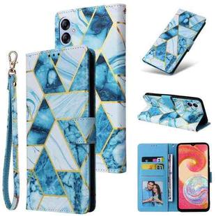 For Samsung Galaxy A05 Marble Bronzing Stitching Leather Phone Case(Blue)