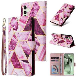 For Samsung Galaxy S25 FE 5G Marble Bronzing Stitching Leather Phone Case(Purple)