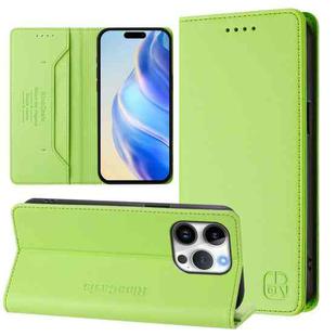 For iPhone 16 Pro Max RC01 Dual-Folded Magnetic Suction RFID Leather Phone Case(Grass Green)