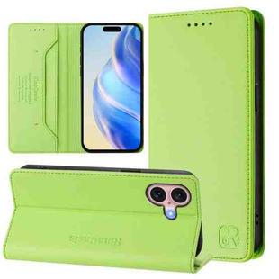 For iPhone 16 Plus RC01 Dual-Folded Magnetic Suction RFID Leather Phone Case(Grass Green)