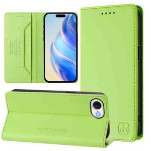 For iPhone SE 2024 RC01 Dual-Folded Magnetic Suction RFID Leather Phone Case(Grass Green)