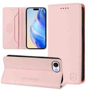 For iPhone SE 2024 RC01 Dual-Folded Magnetic Suction RFID Leather Phone Case(Pink)