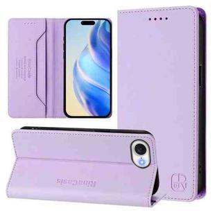 For iPhone SE 2024 RC01 Dual-Folded Magnetic Suction RFID Leather Phone Case(Light Purple)