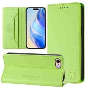 For iPhone 7 / 8 / SE 2022 RC01 Dual-Folded Magnetic Suction RFID Leather Phone Case(Grass Green)