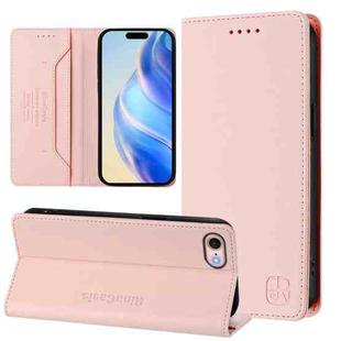 For iPhone 7 / 8 / SE 2022 RC01 Dual-Folded Magnetic Suction RFID Leather Phone Case(Pink)