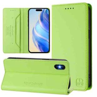 For iPhone X / XS RC01 Dual-Folded Magnetic Suction RFID Leather Phone Case(Grass Green)