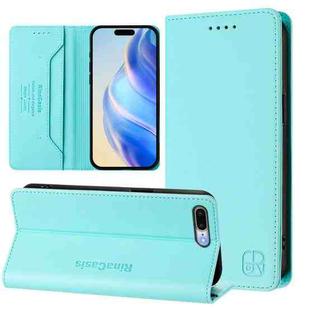 For iPhone 7 Plus / 8 Plus RC01 Dual-Folded Magnetic Suction RFID Leather Phone Case(Mint Green)