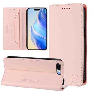 For iPhone 7 Plus / 8 Plus RC01 Dual-Folded Magnetic Suction RFID Leather Phone Case(Pink)