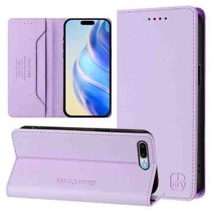 For iPhone 7 Plus / 8 Plus RC01 Dual-Folded Magnetic Suction RFID Leather Phone Case(Light Purple)