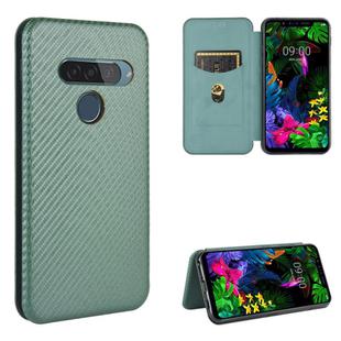 For LG G8s ThinQ Carbon Fiber Texture Horizontal Flip TPU + PC + PU Leather Case with Card Slot(Green)