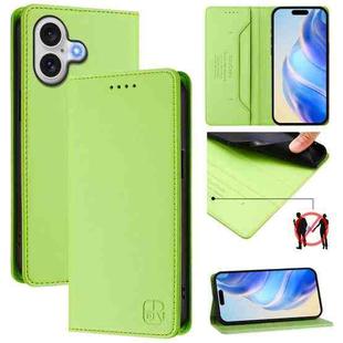 For iPhone 17 RC01 Dual-Folded Magnetic Suction RFID Leather Phone Case(Grass Green)