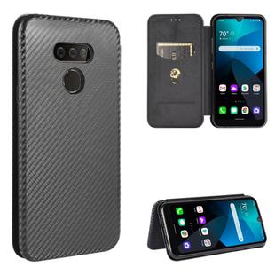 For LG Harmony 4 Carbon Fiber Texture Horizontal Flip TPU + PC + PU Leather Case with Card Slot(Black)