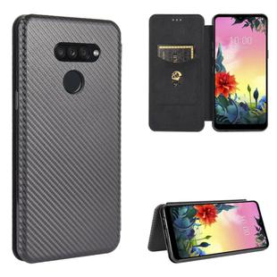 For LG K50S Carbon Fiber Texture Horizontal Flip TPU + PC + PU Leather Case with Card Slot(Black)