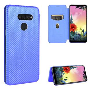 For LG K50S Carbon Fiber Texture Horizontal Flip TPU + PC + PU Leather Case with Card Slot(Blue)