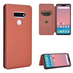 For LG Style 3 L-41 Carbon Fiber Texture Horizontal Flip TPU + PC + PU Leather Case with Card Slot(Brown)