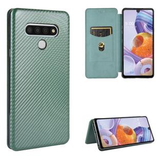 For LG Stylo 6 Carbon Fiber Texture Horizontal Flip TPU + PC + PU Leather Case with Card Slot(Green)