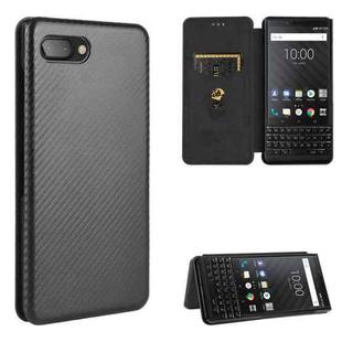 For BlackBerry KEY2 Carbon Fiber Texture Horizontal Flip TPU + PC + PU Leather Case with Card Slot(Black)