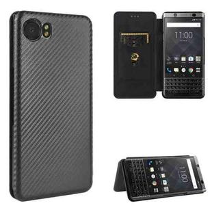 For BlackBerry Keyone Carbon Fiber Texture Horizontal Flip TPU + PC + PU Leather Case with Card Slot(Black)