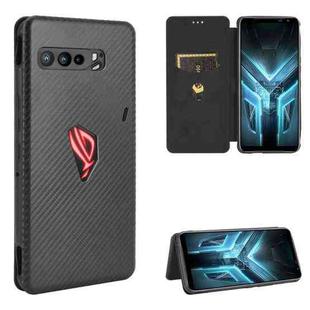 For Asus ROG Phone 3 ZS661KS Carbon Fiber Texture Horizontal Flip TPU + PC + PU Leather Case with Card Slot(Black)