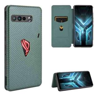 For Asus ROG Phone 3 ZS661KS Carbon Fiber Texture Horizontal Flip TPU + PC + PU Leather Case with Card Slot(Green)