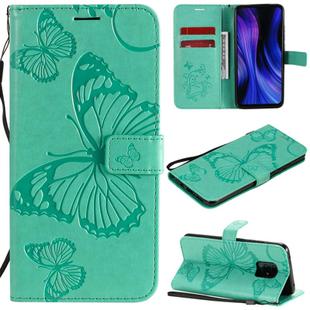 For Xiaomi Redmi 10X 5G / 10X Pro 5G 3D Butterflies Embossing Pattern Horizontal Flip Leather Case with Holder & Card Slot & Wallet & Lanyard(Green)