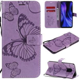 For Xiaomi Redmi 10X 5G / 10X Pro 5G 3D Butterflies Embossing Pattern Horizontal Flip Leather Case with Holder & Card Slot & Wallet & Lanyard(Purple)