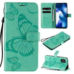 For Xiaomi Mi 10 Lite 5G 3D Butterflies Embossing Pattern Horizontal Flip Leather Case with Holder & Card Slot & Wallet & Lanyard(Green)