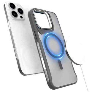 For iPhone 16 Pro Metal Bracket MagSafe Magnetic Phone Case(Grey)