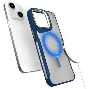 For iPhone 15 Metal Bracket MagSafe Magnetic Phone Case(Blue)