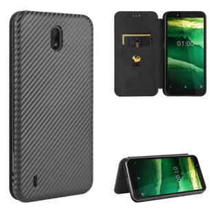 For Nokia C1 Carbon Fiber Texture Horizontal Flip TPU + PC + PU Leather Case with Card Slot(Black)
