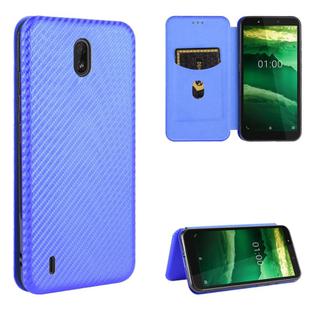 For Nokia C2 Carbon Fiber Texture Horizontal Flip TPU + PC + PU Leather Case with Card Slot(Blue)