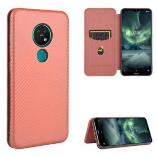 For Nokia 7.2 & 6.2 Carbon Fiber Texture Horizontal Flip TPU + PC + PU Leather Case with Card Slot(Brown)