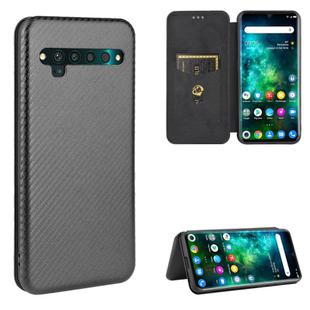 For TCL 10 Pro Carbon Fiber Texture Horizontal Flip TPU + PC + PU Leather Case with Card Slot(Black)