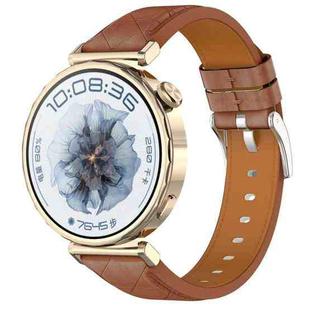20mm Square Leather Silver Buckle Watch Band(Brown)