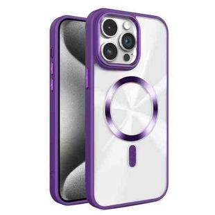 For iPhone 15 Pro Glaring CD Texture MagSafe Phone Case(Deep Purple)