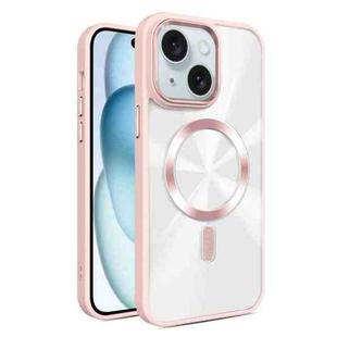 For iPhone 15 Plus Glaring CD Texture MagSafe Phone Case(Pink)