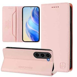 For Samsung Galaxy S23+ 5G RC01 Dual-Folded Magnetic Suction RFID Leather Phone Case(Pink)
