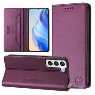 For Samsung Galaxy S22+ 5G RC01 Dual-Folded Magnetic Suction RFID Leather Phone Case(Violet)