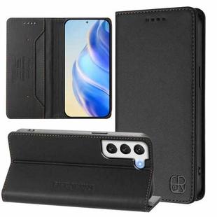 For Samsung Galaxy S21+ 5G RC01 Dual-Folded Magnetic Suction RFID Leather Phone Case(Black)