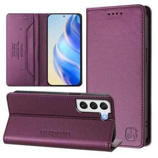 For Samsung Galaxy S21+ 5G RC01 Dual-Folded Magnetic Suction RFID Leather Phone Case(Violet)