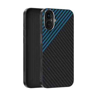 For iPhone 16 ABEEL C Carbon Fiber Series 6D Micro Relief MagSafe Phone Case(Black Blue)