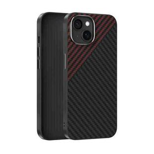 For iPhone 15 Plus ABEEL C Carbon Fiber Series 6D Micro Relief MagSafe Phone Case(Black Red)