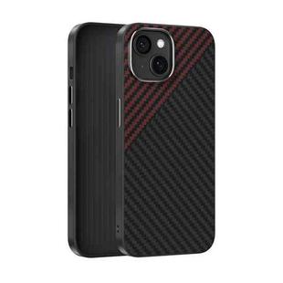 For iPhone 14 Plus ABEEL C Carbon Fiber Series 6D Micro Relief MagSafe Phone Case(Black Red)